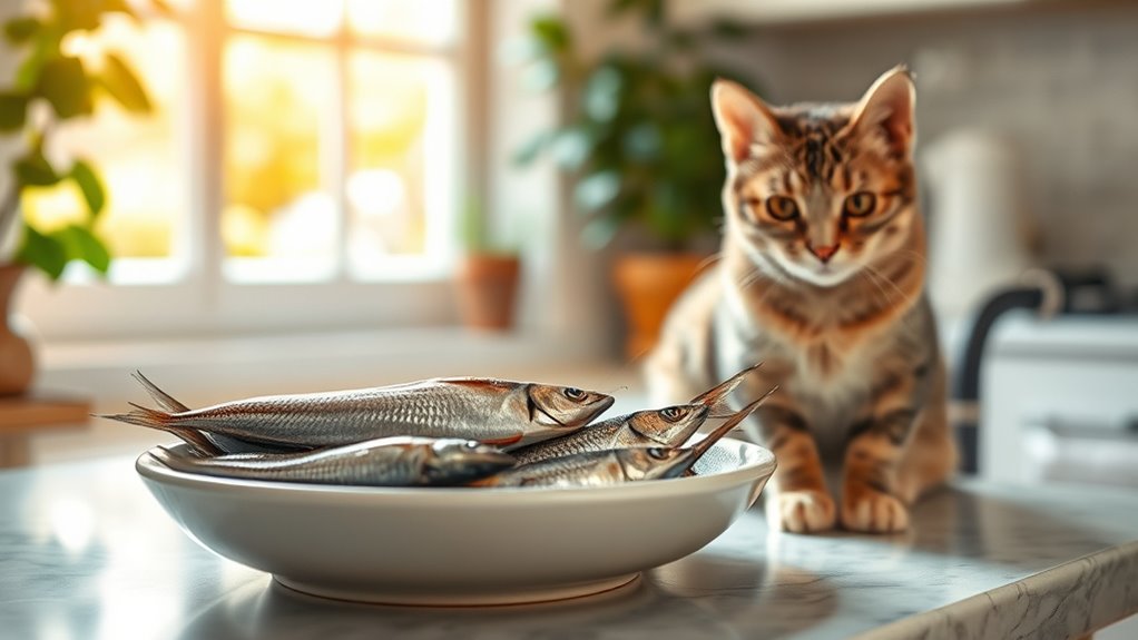 cats eating sardines safely